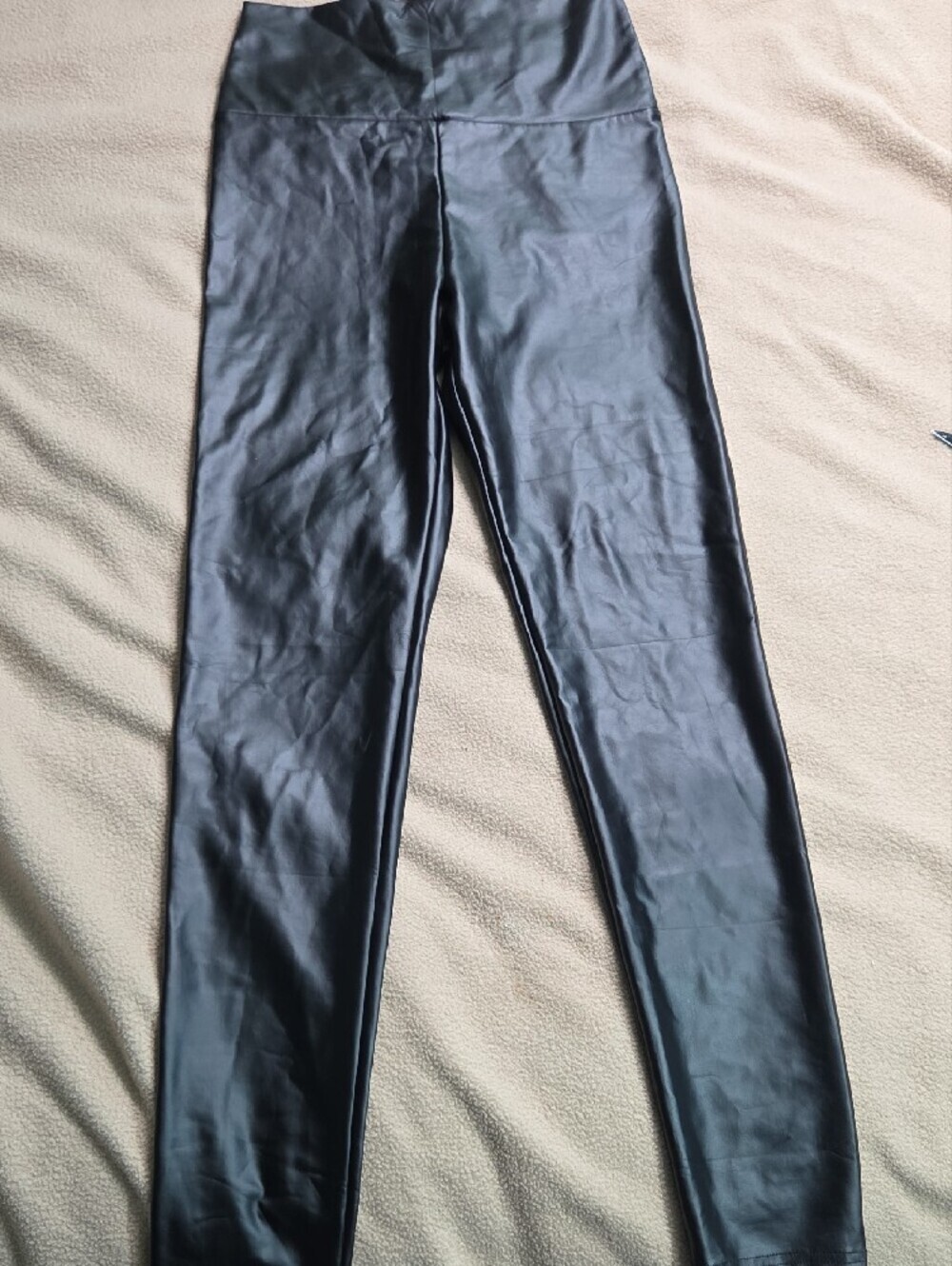 High Waist Black Faux Leather Leggings - Picture 3 of 3